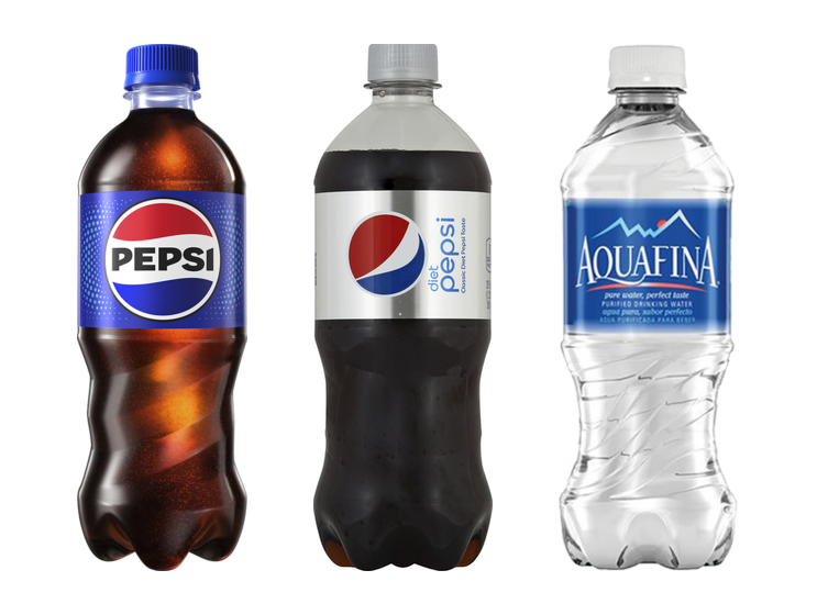 Pepsi, Diet Pepsi, and Aquafina bottled water